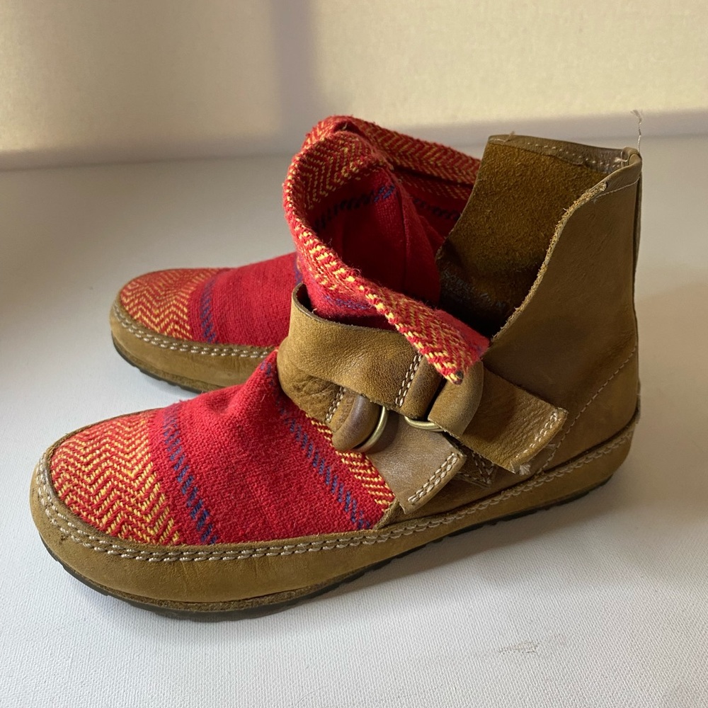 Sorel Multistrap Leather Textile Boho Ankle Boot Size 6